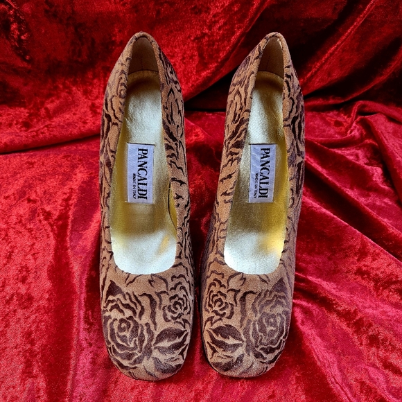 Shoes Vintage PANCALDI Velvet Leather Women Italy 1990s - Picture 5 of 16
